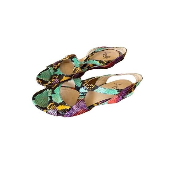 Amalfi by Rangoni Women's Multicolor Snakeskin Leather Open Toe Sandal Size 10 - Picture 5 of 8